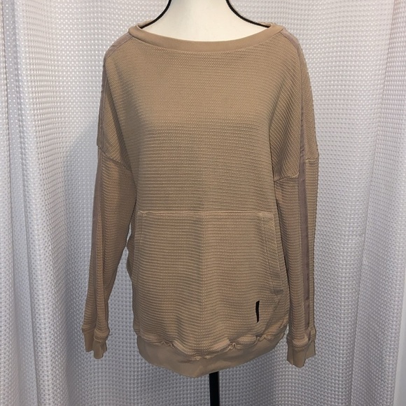 Women’s Reebok long‎ sleeves 100% cotton oversized tan crewneck sweater Sz small - Picture 1 of 13